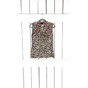 JKLA California brown beige leaf print slinky fitted sleeveless tank top